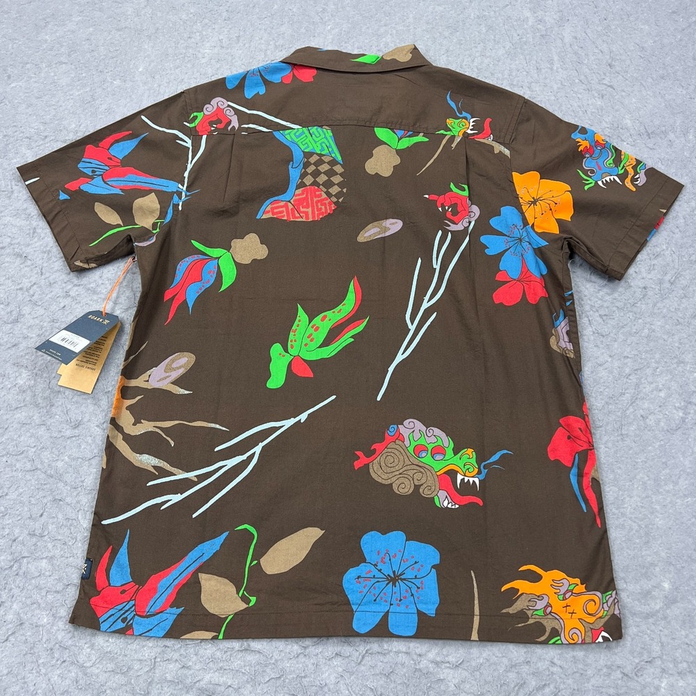 Roark Shirt Men's Medium Gonzo S/S Woven Coffee Phantasm AOP Organic Button Up - Picture 9 of 10